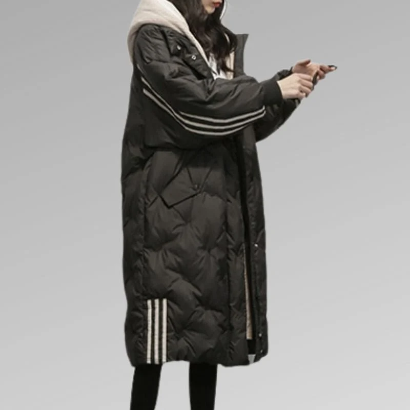 Manteau Long à Capuche en Duvet pour Femme