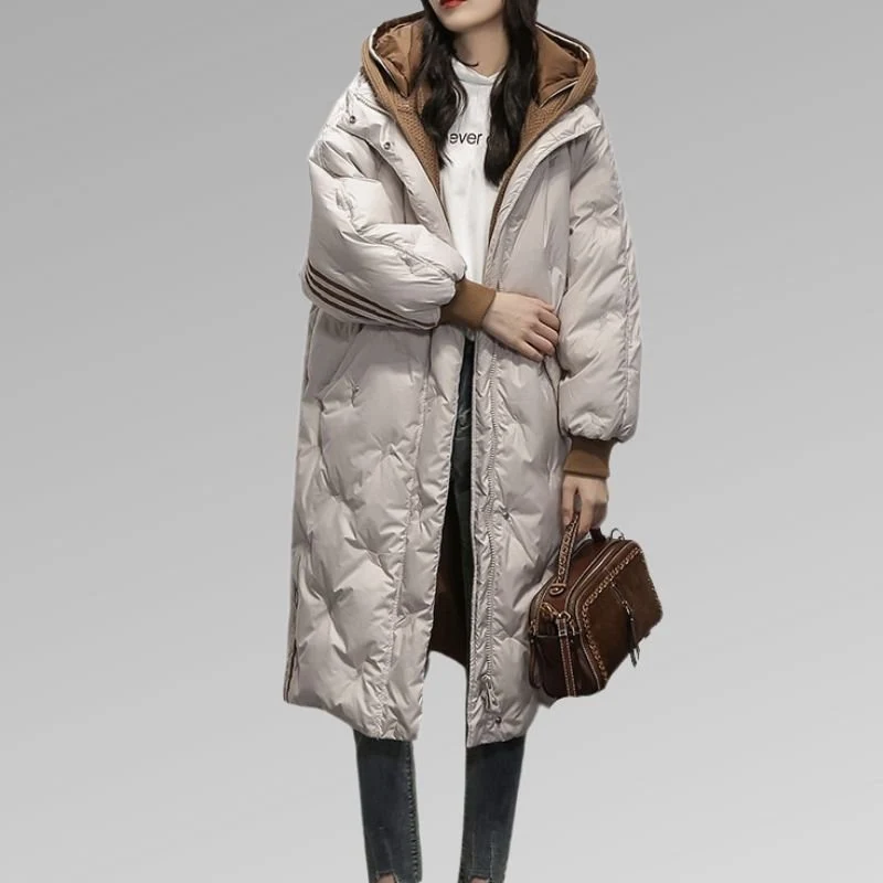 Manteau Long à Capuche en Duvet pour Femme