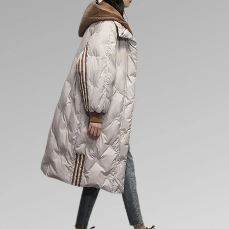 Manteau Long à Capuche en Duvet pour Femme