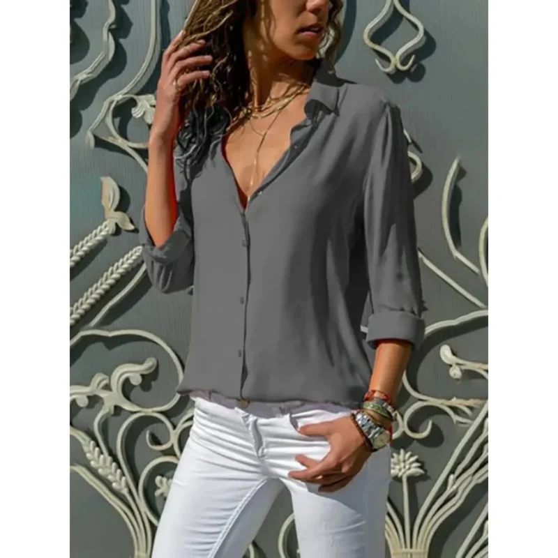 Chemise Boutonnée à Manches Longues pour Femme