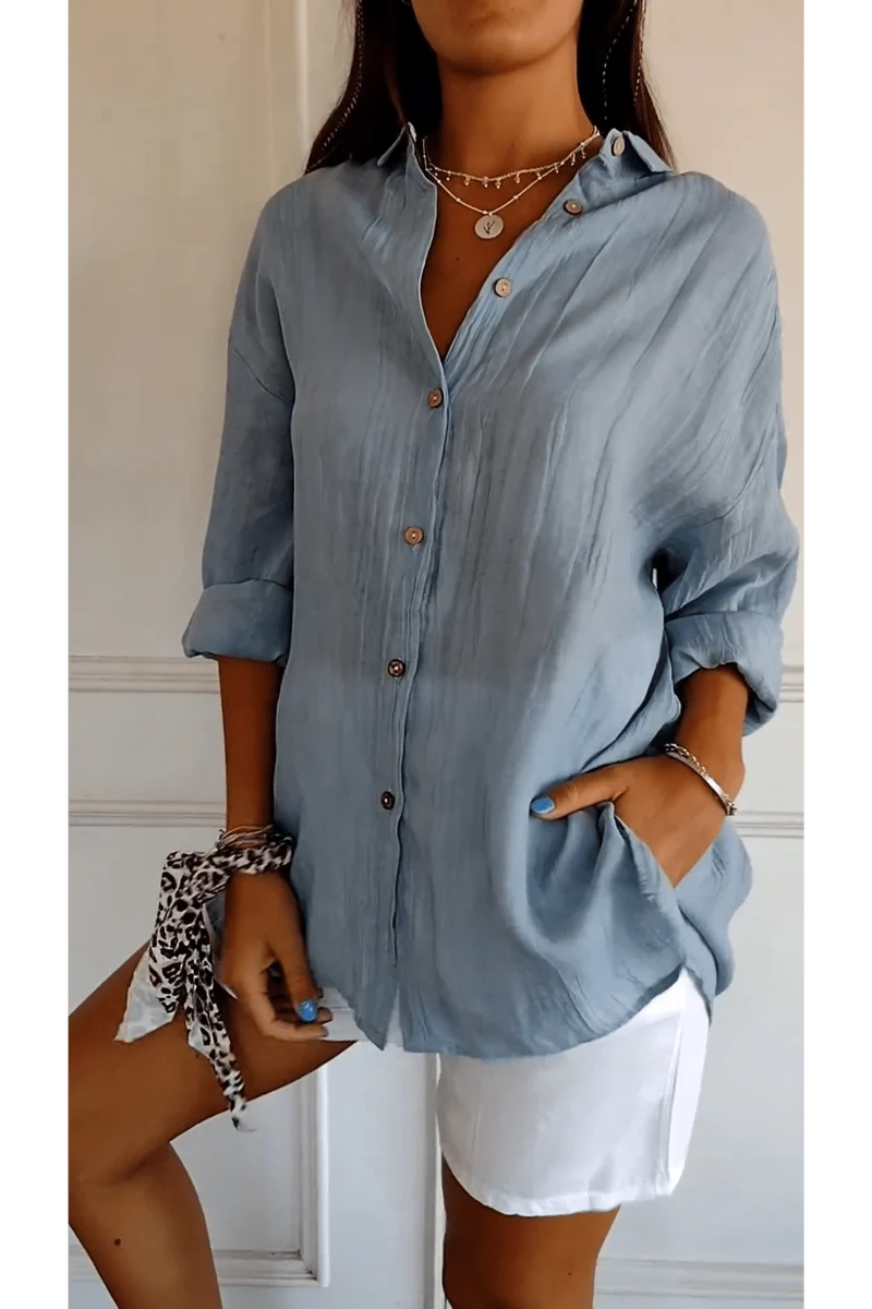 Chemise Longue à Col Revers pour Femme