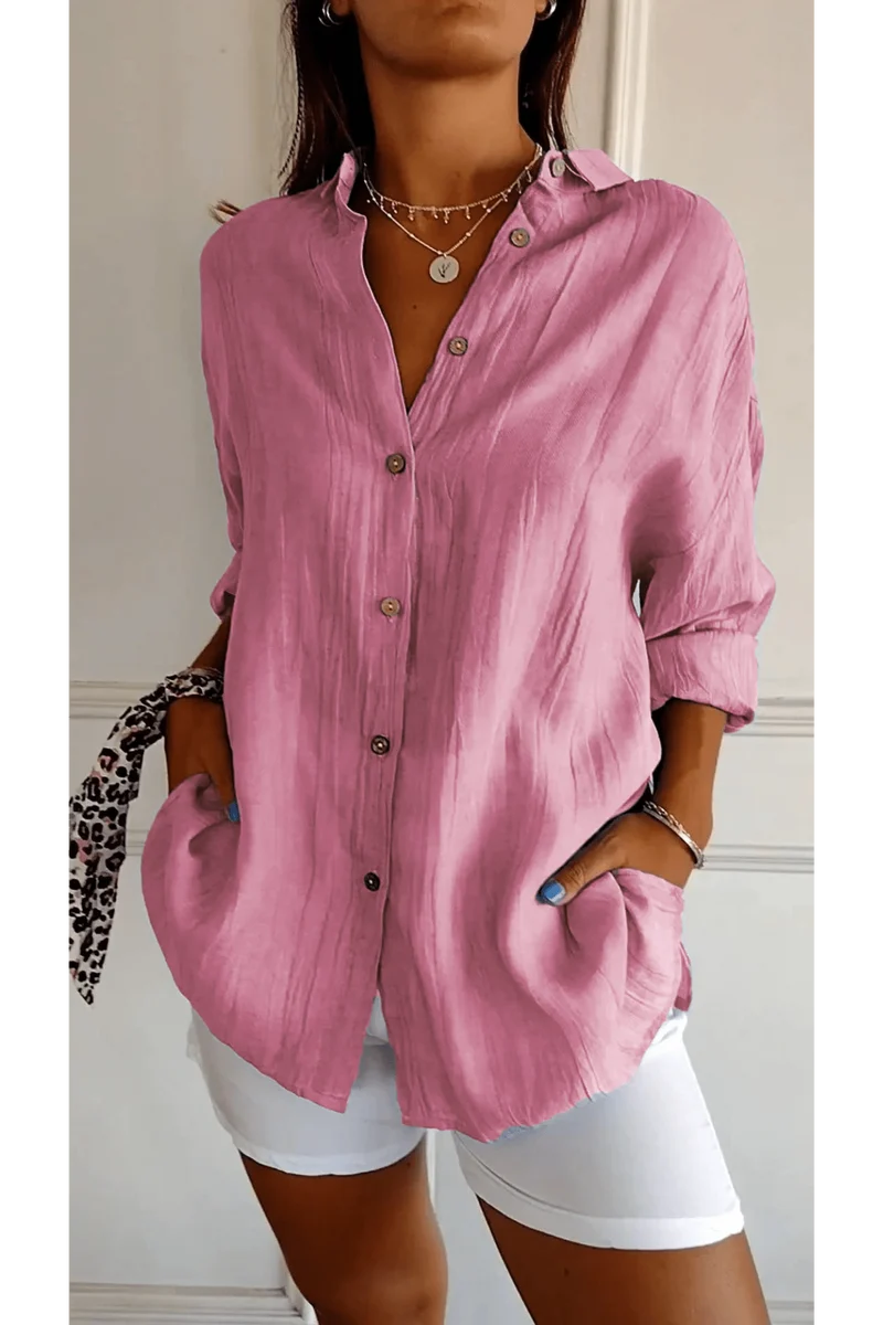 Chemise Longue à Col Revers pour Femme