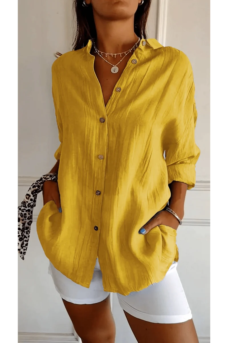 Chemise Longue à Col Revers pour Femme