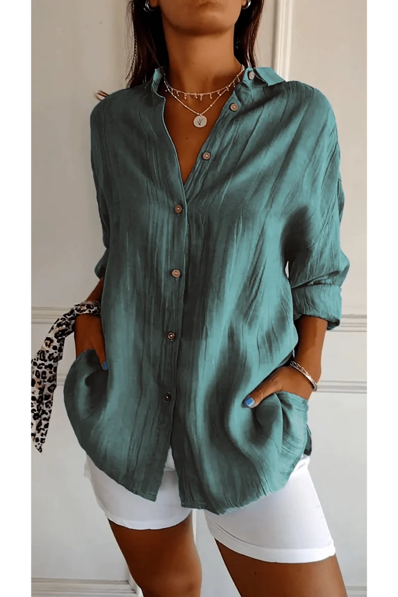 Chemise Longue à Col Revers pour Femme