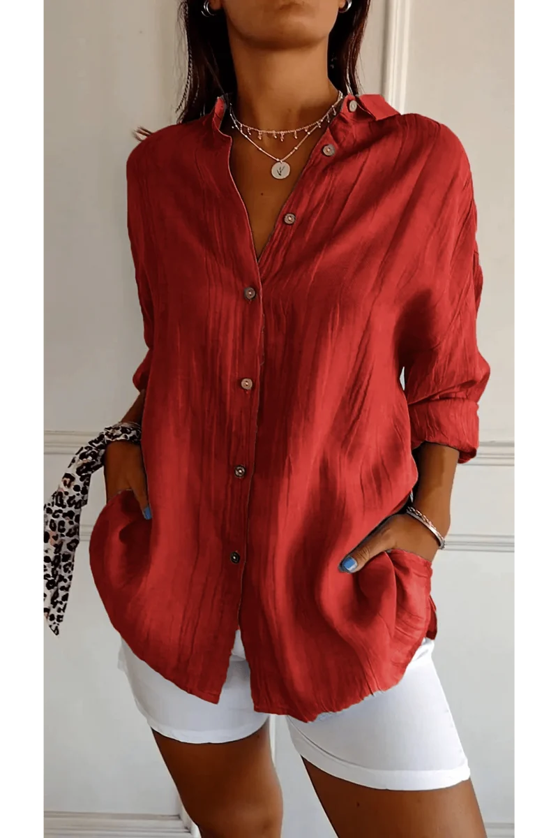 Chemise Longue à Col Revers pour Femme