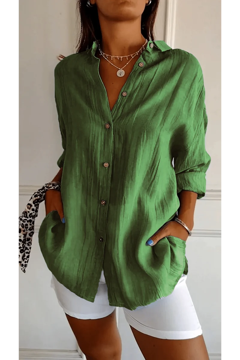 Chemise Longue à Col Revers pour Femme