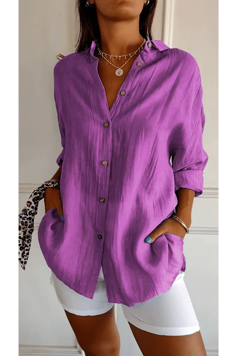 Chemise Longue à Col Revers pour Femme