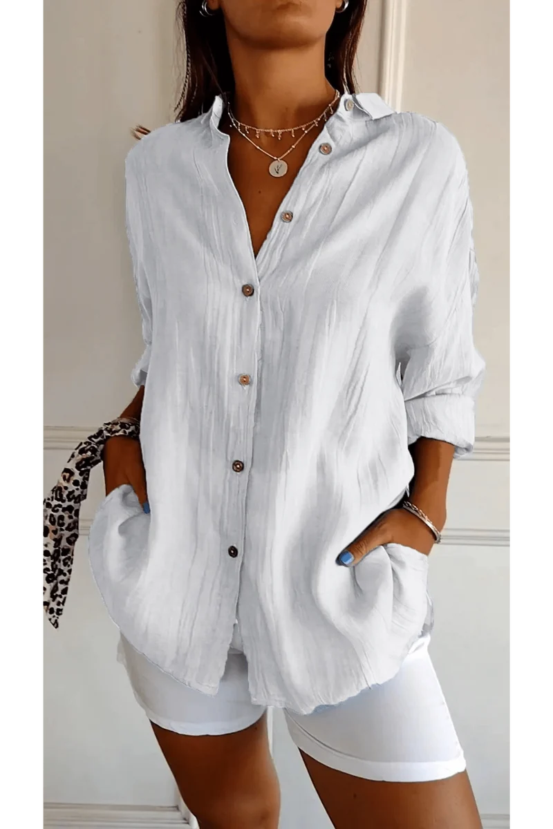 Chemise Longue à Col Revers pour Femme