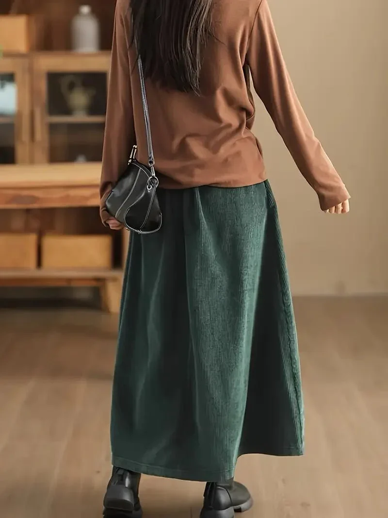 Jupe Maxi en Velours Côtelé pour Femme