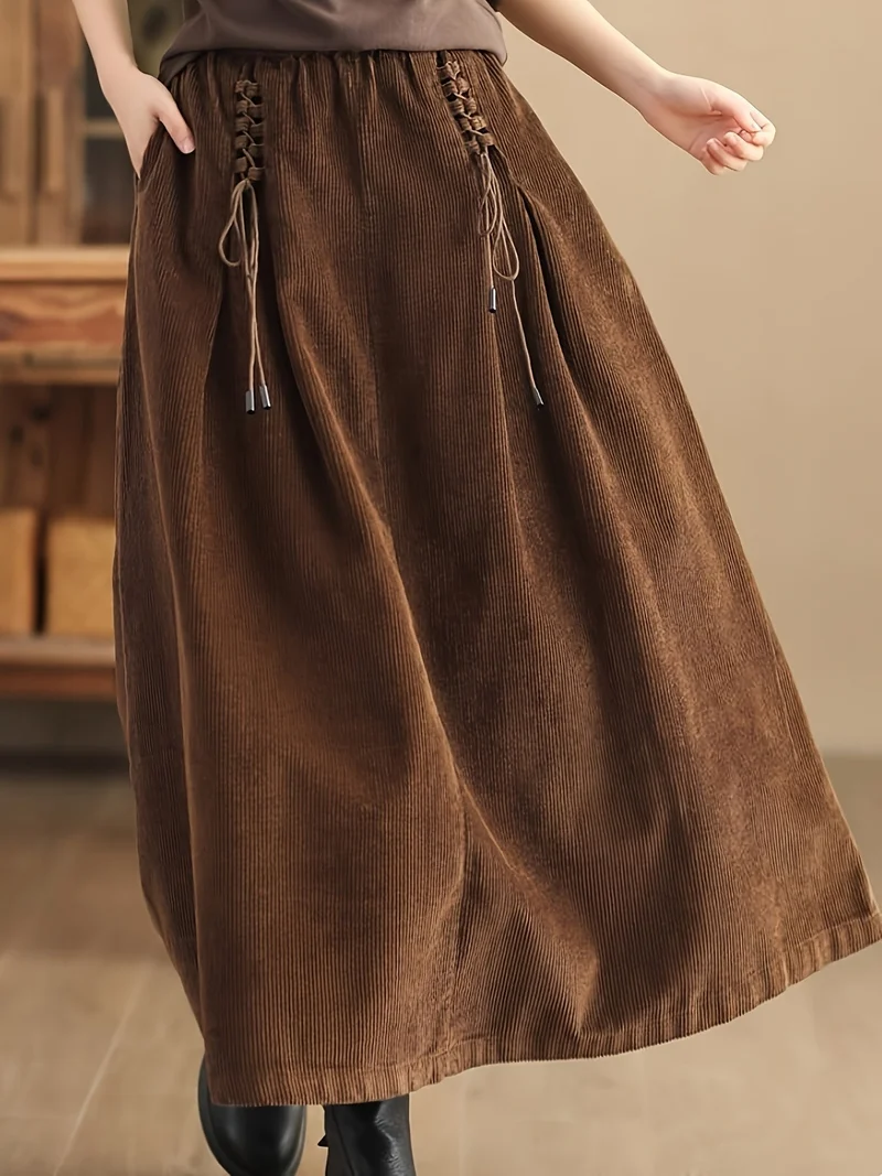 Jupe Maxi en Velours Côtelé pour Femme
