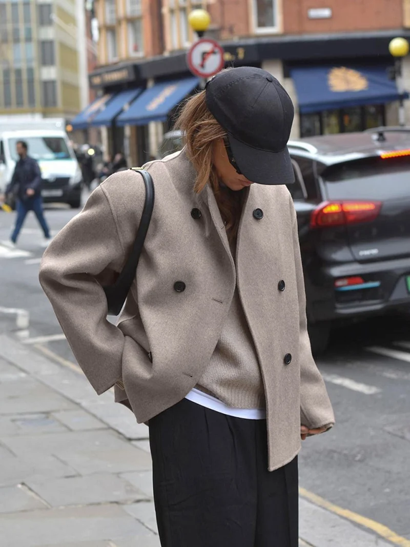 Manteau Caban à Double Boutonnage pour Femmes