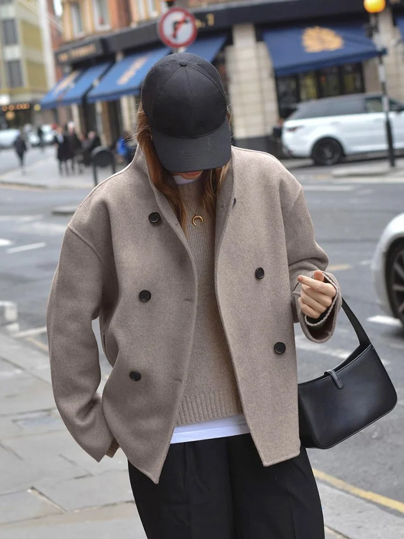 Manteau Caban à Double Boutonnage pour Femmes
