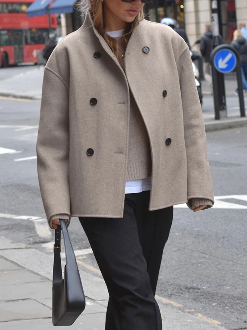 Manteau Caban à Double Boutonnage pour Femmes