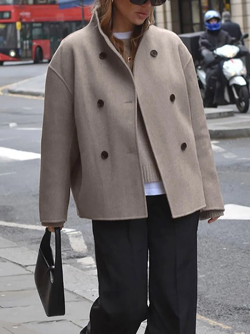 Manteau Caban à Double Boutonnage pour Femmes