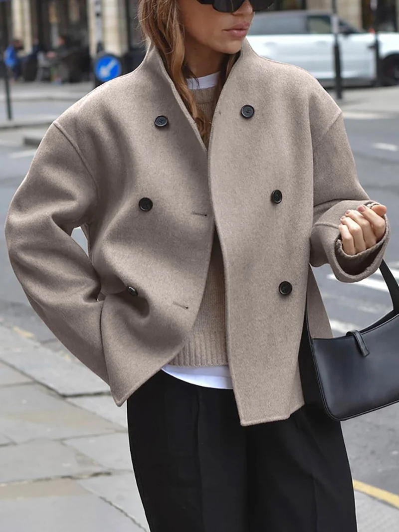 Manteau Caban à Double Boutonnage pour Femmes