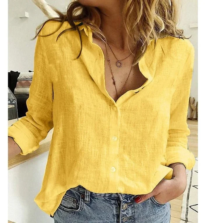 Blouse Longue en Lin et Coton à Boutons pour Femme | Idéale pour le Quotidien