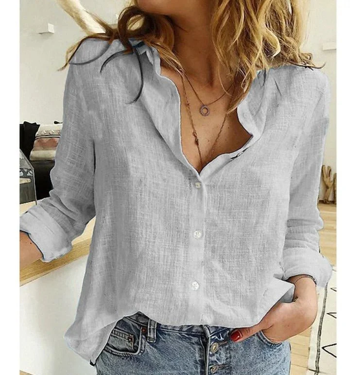 Blouse Longue en Lin et Coton à Boutons pour Femme | Idéale pour le Quotidien