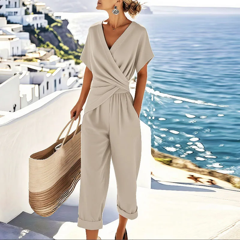Ensemble Deux-Pièces Drapé et Pantalon pour Femme | Idéal pour l'Été