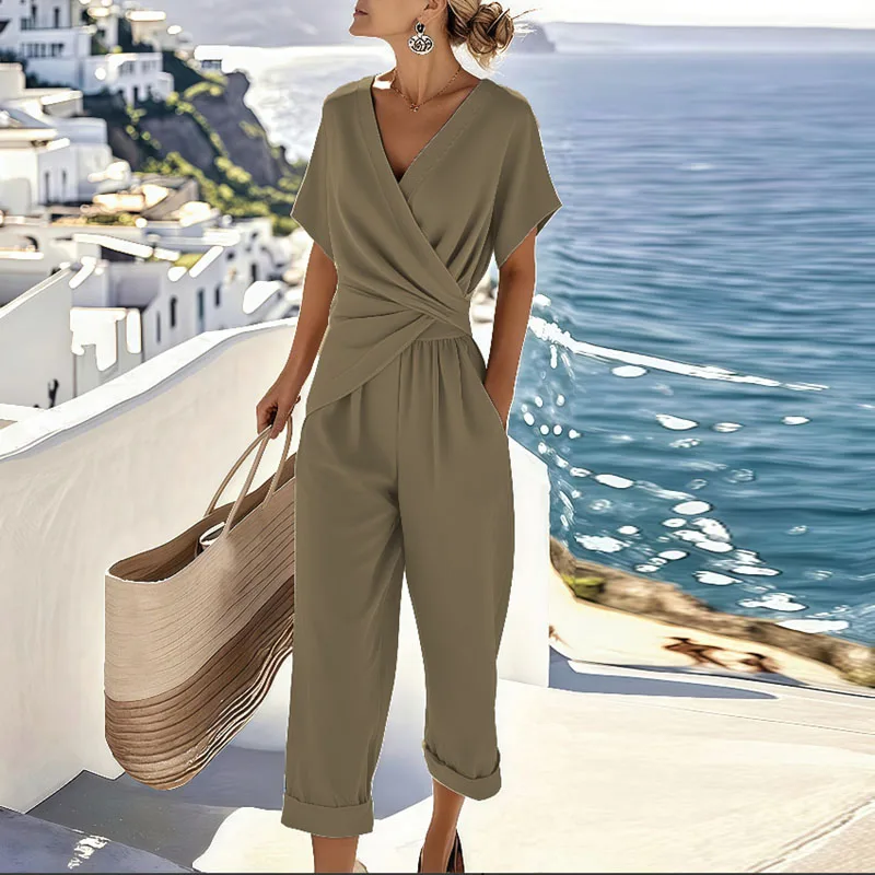 Ensemble Deux-Pièces Drapé et Pantalon pour Femme | Idéal pour l'Été