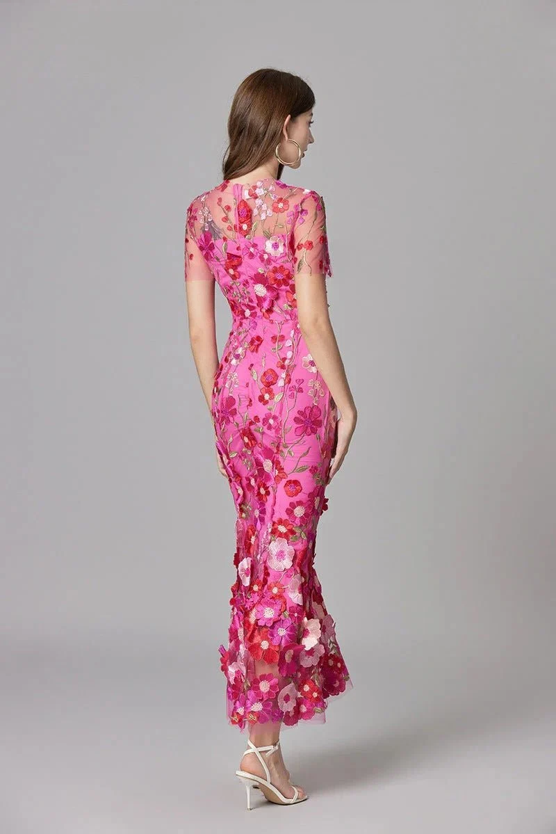 Robe Longue sans Manches à Appliqué Floral pour Femme | Idéale pour les Sorties