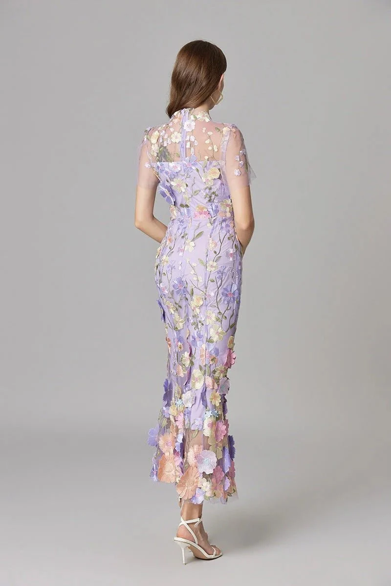 Robe Longue sans Manches à Appliqué Floral pour Femme | Idéale pour les Sorties