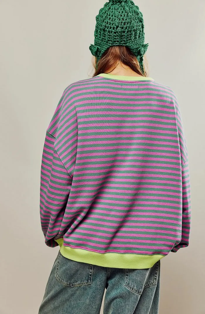 Sweat-shirt à Rayures Bord Contrasté pour Femme | Idéal pour le Quotidien