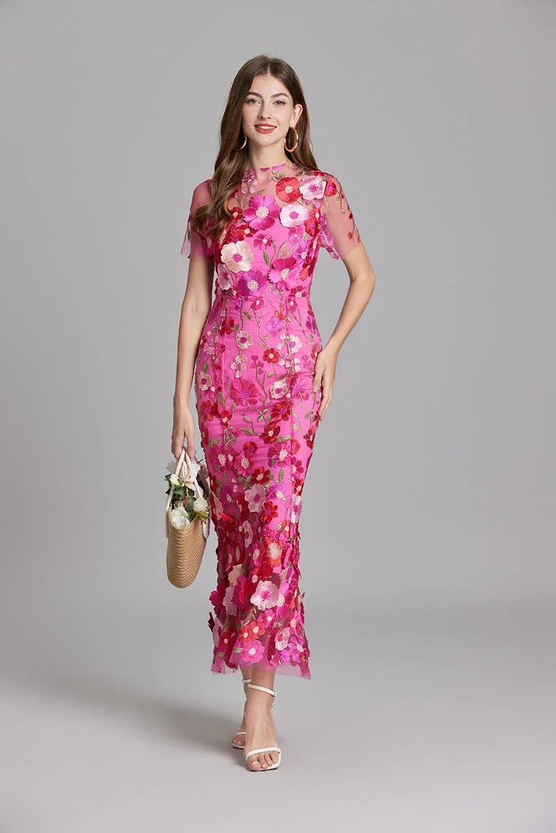 Robe Mermaid à Appliques Florales pour Femme | Idéale pour les Sorties