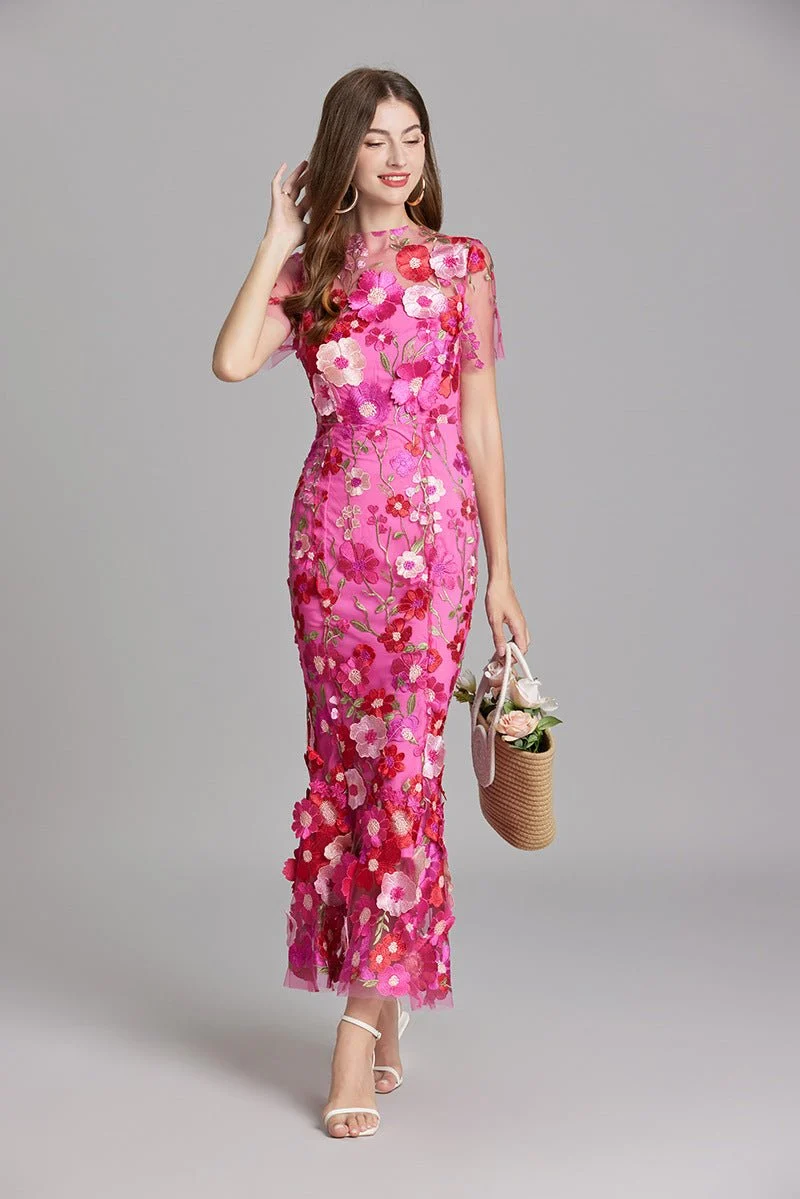 Robe Mermaid à Appliques Florales pour Femme | Idéale pour les Sorties