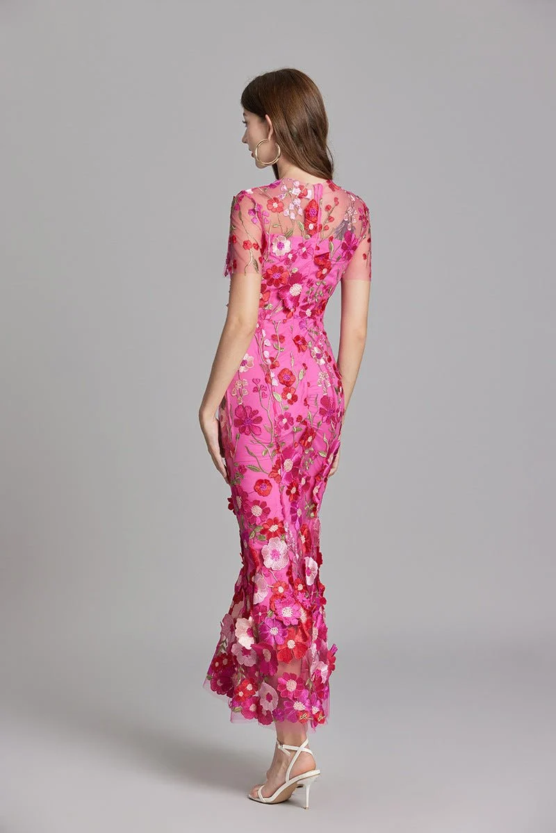 Robe Mermaid à Appliques Florales pour Femme | Idéale pour les Sorties