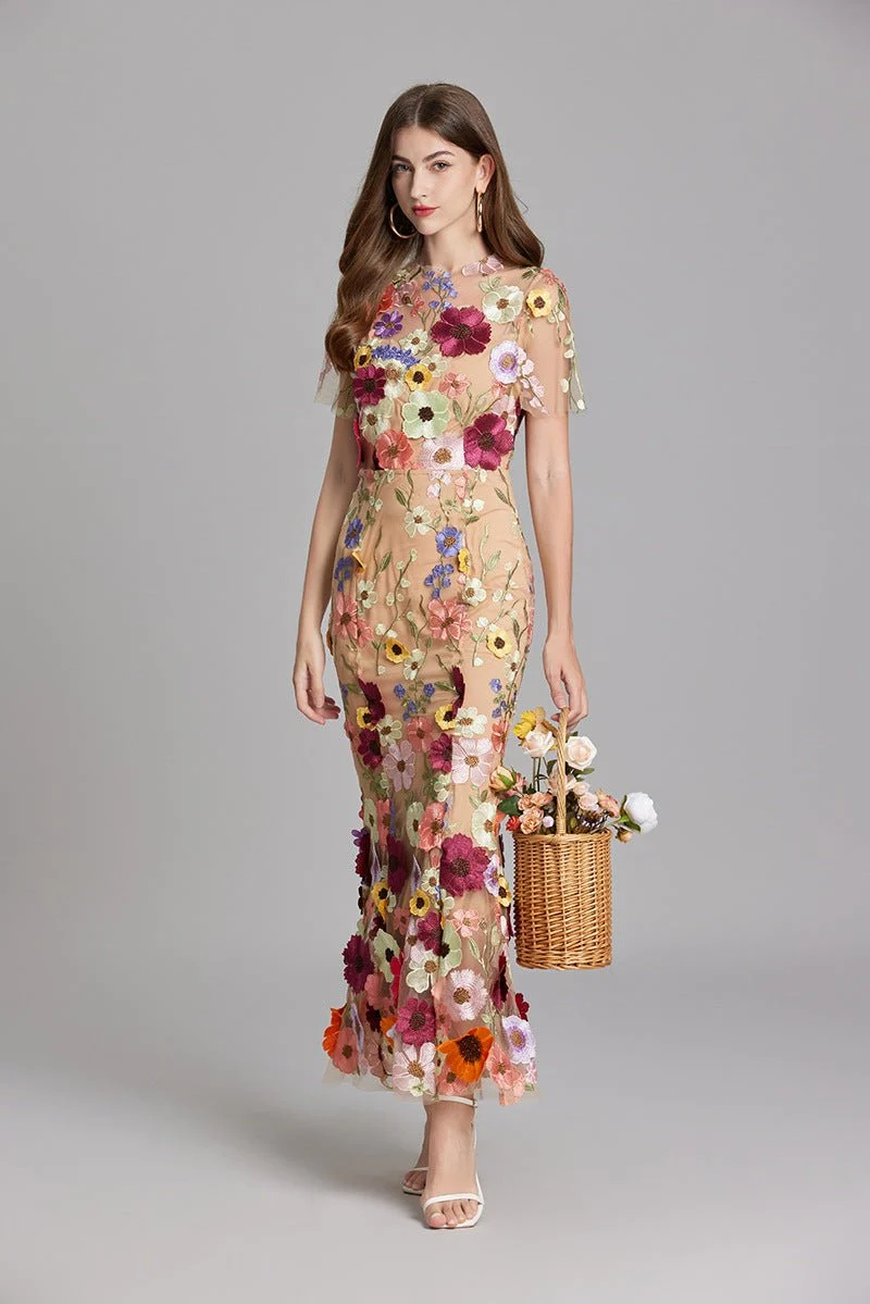 Robe Mermaid à Appliques Florales pour Femme | Idéale pour les Sorties