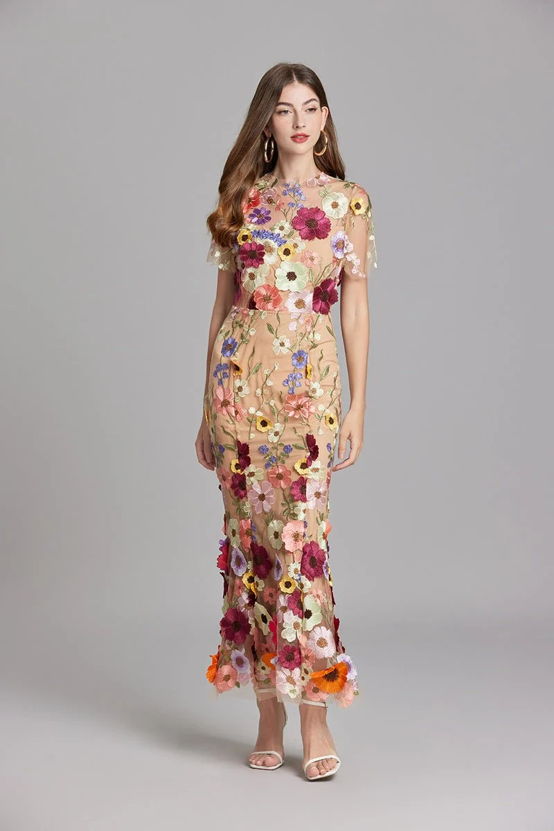Robe Mermaid à Appliques Florales pour Femme | Idéale pour les Sorties
