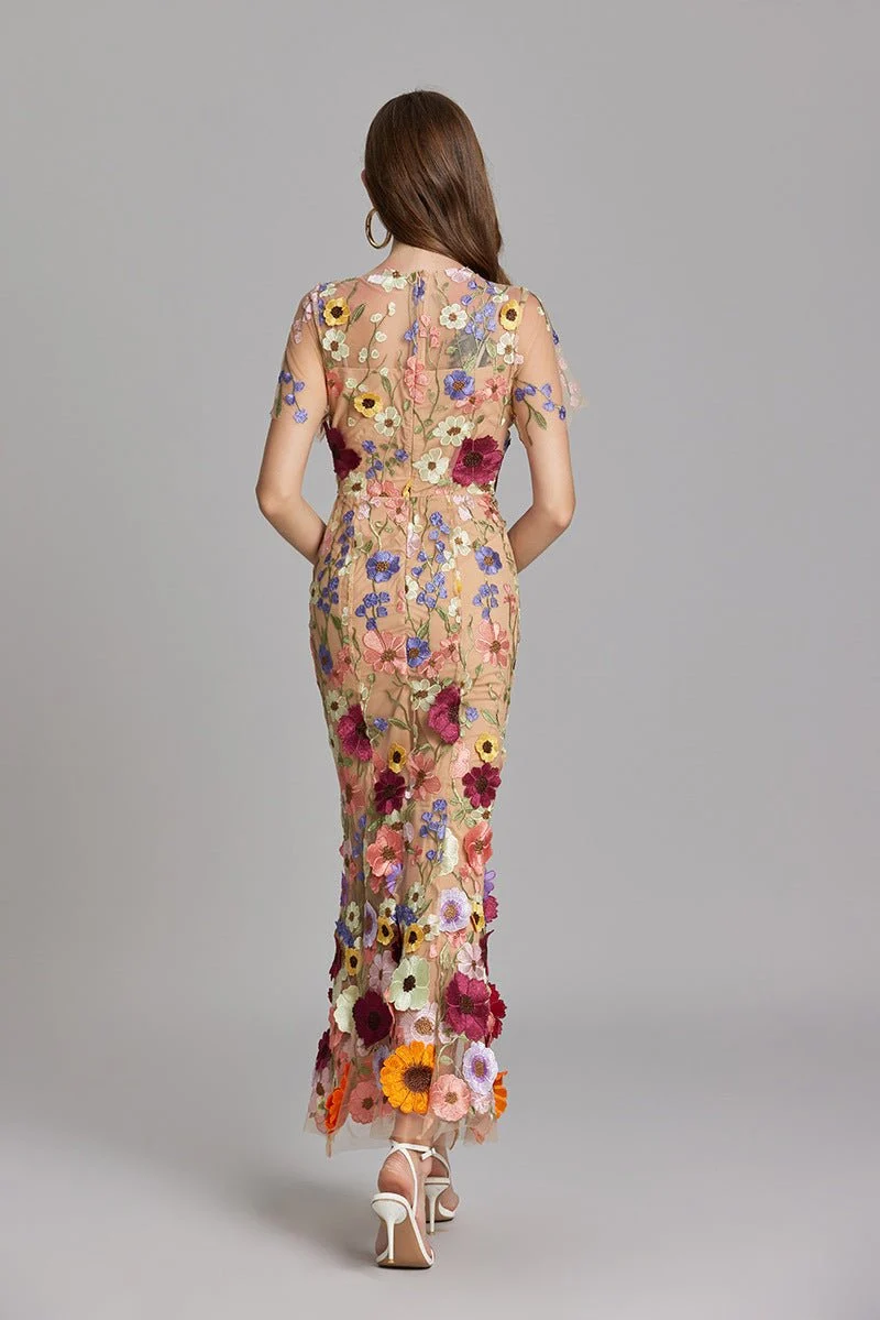 Robe Mermaid à Appliques Florales pour Femme | Idéale pour les Sorties