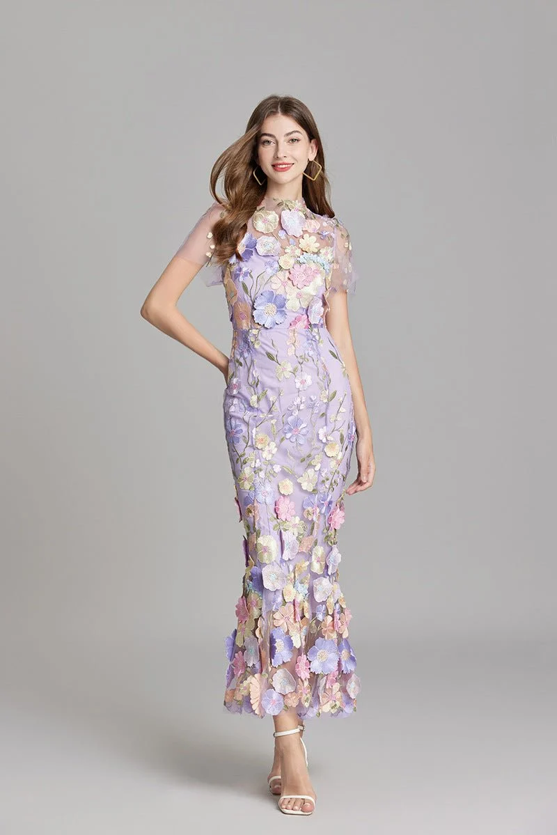 Robe Mermaid à Appliques Florales pour Femme | Idéale pour les Sorties