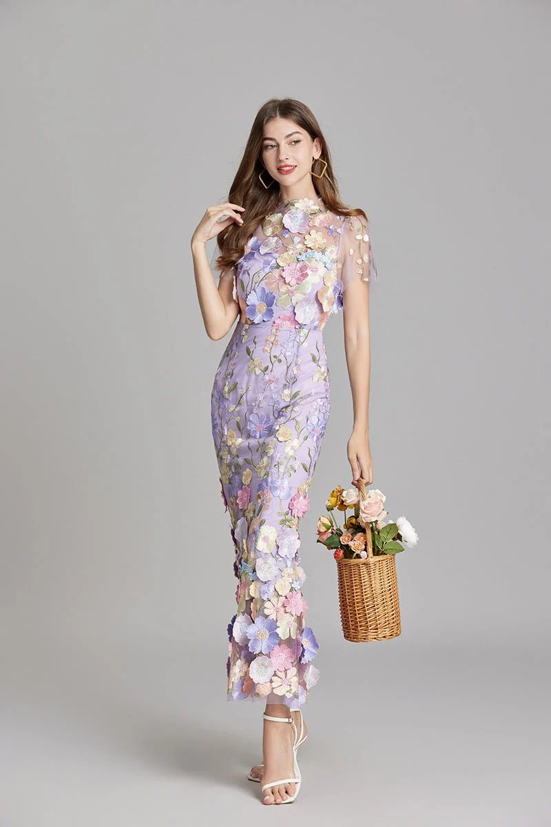Robe Mermaid à Appliques Florales pour Femme | Idéale pour les Sorties