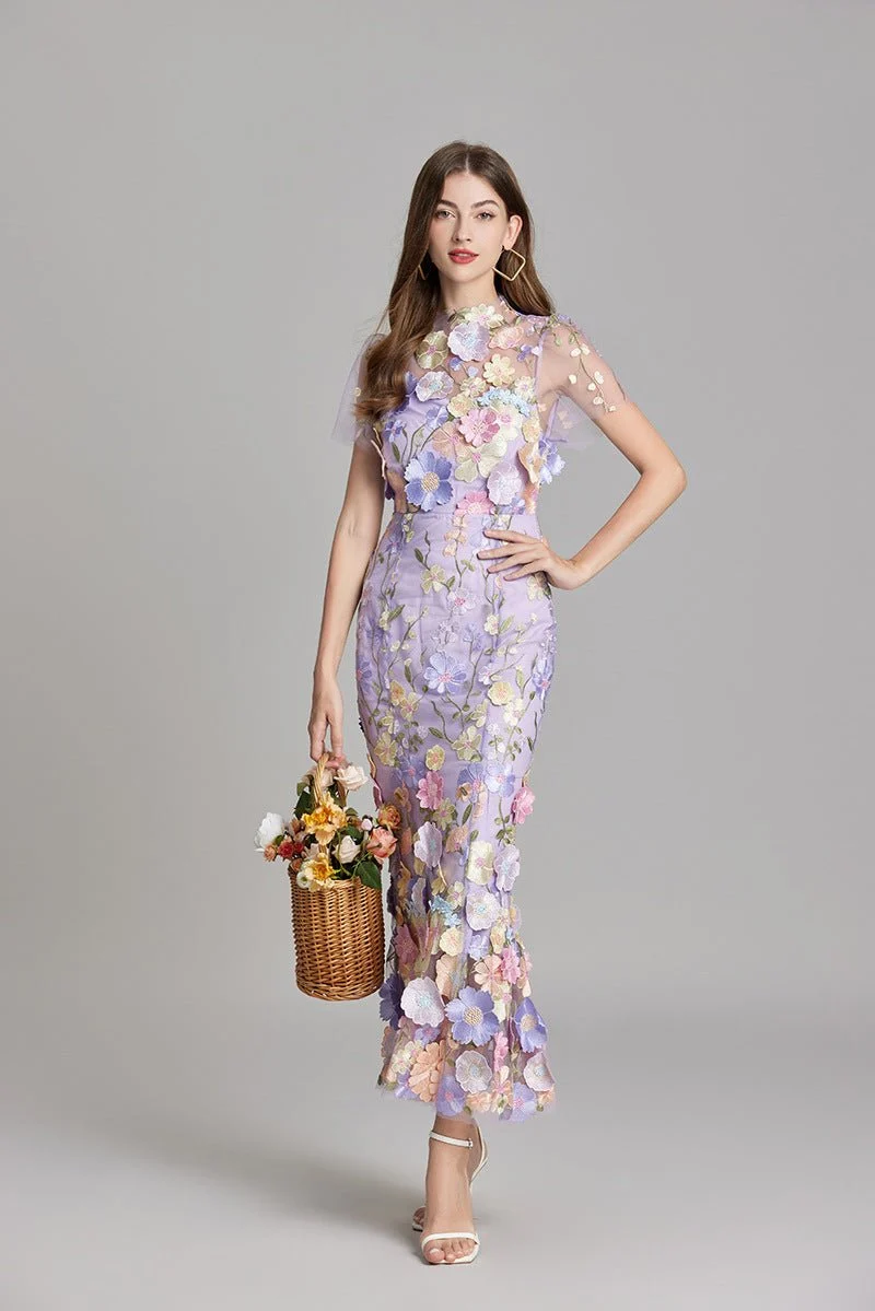 Robe Mermaid à Appliques Florales pour Femme | Idéale pour les Sorties