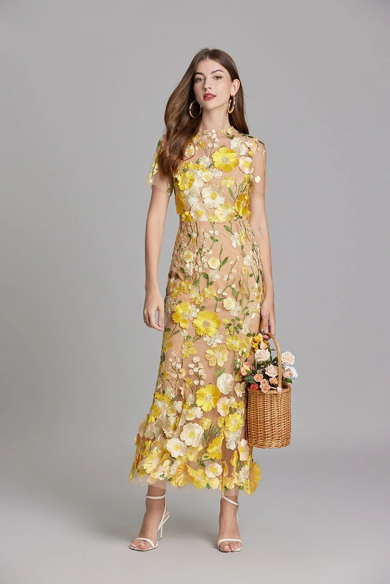 Robe Mermaid à Appliques Florales pour Femme | Idéale pour les Sorties