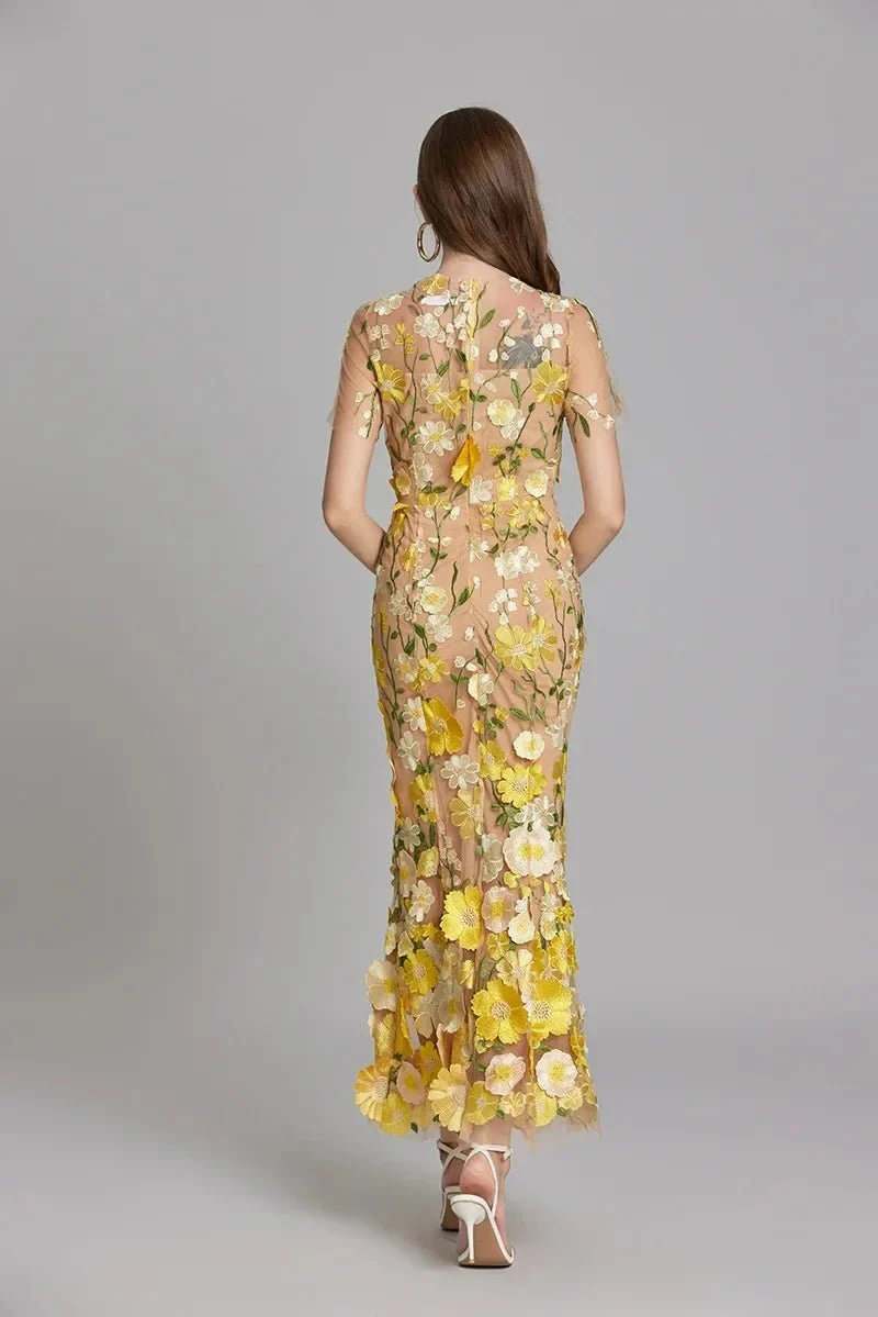 Robe Mermaid à Appliques Florales pour Femme | Idéale pour les Sorties