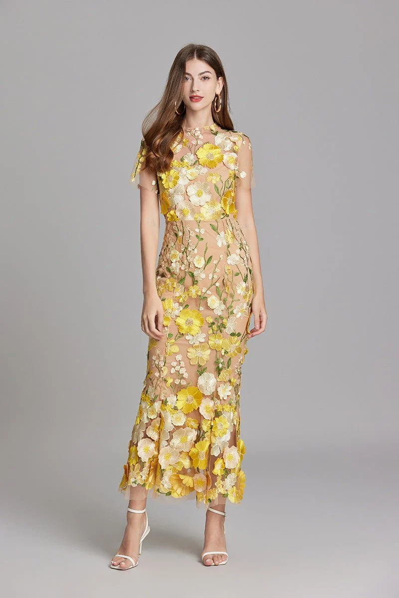 Robe Mermaid à Appliques Florales pour Femme | Idéale pour les Sorties