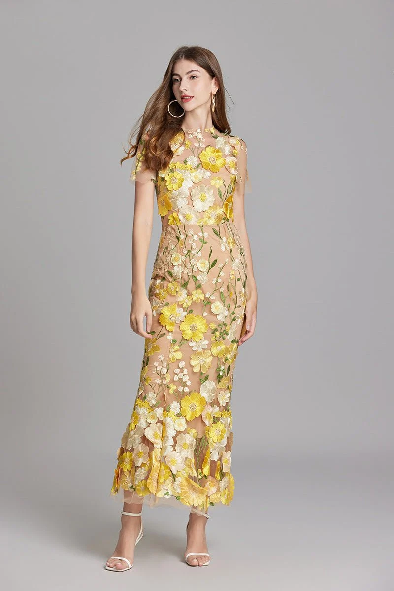 Robe Mermaid à Appliques Florales pour Femme | Idéale pour les Sorties
