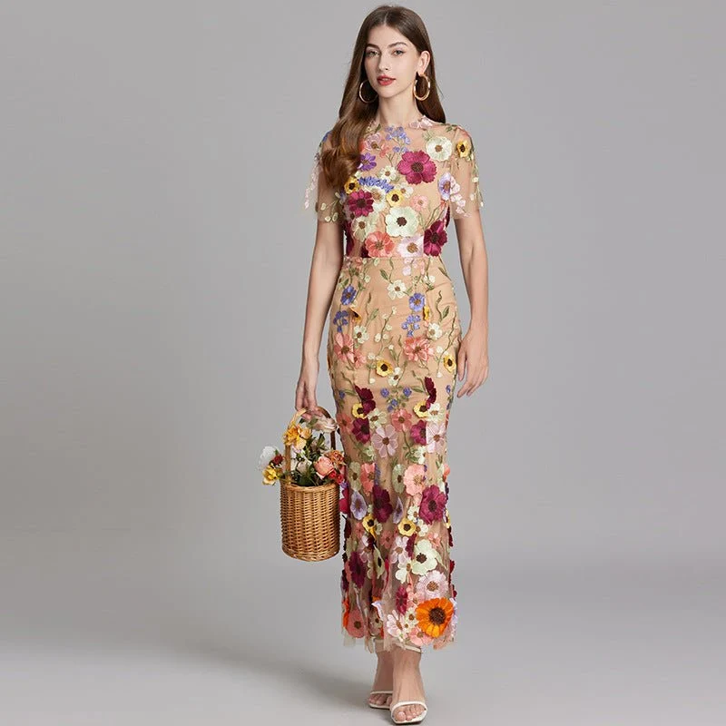 Robe Mermaid à Appliques Florales pour Femme | Idéale pour les Sorties