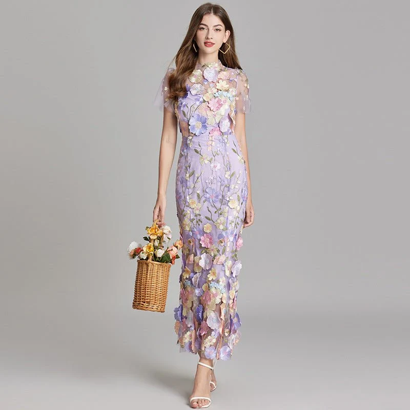 Robe Mermaid à Appliques Florales pour Femme | Idéale pour les Sorties