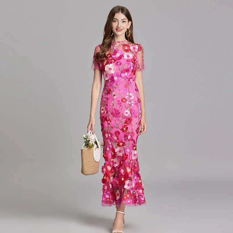 Robe Mermaid à Appliques Florales pour Femme | Idéale pour les Sorties