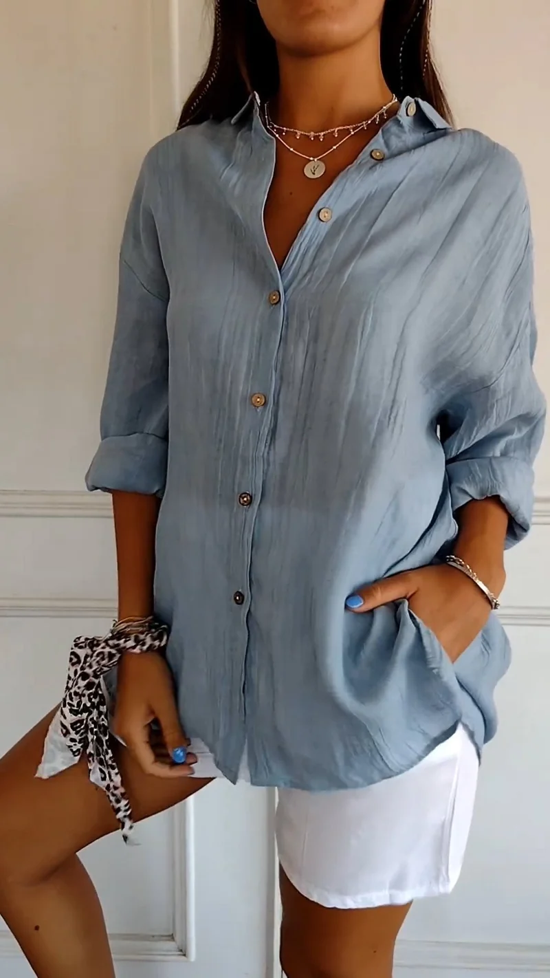 Chemise à Manches Longues Plissée et Structurée pour Femme | Idéale pour l'Automne