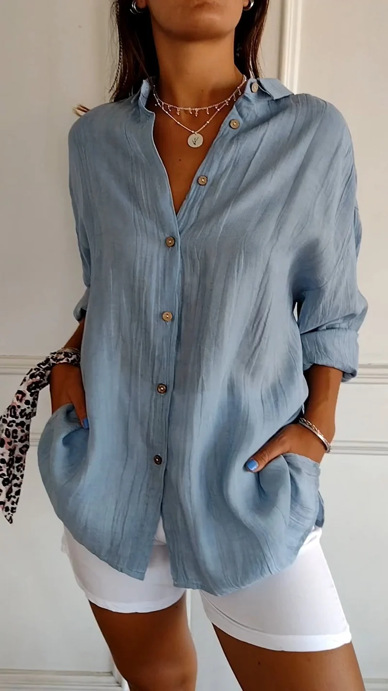 Chemise à Manches Longues Plissée et Structurée pour Femme | Idéale pour l'Automne