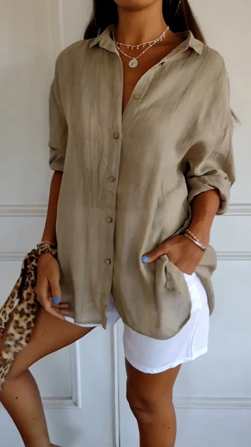 Chemise à Manches Longues Plissée et Structurée pour Femme | Idéale pour l'Automne