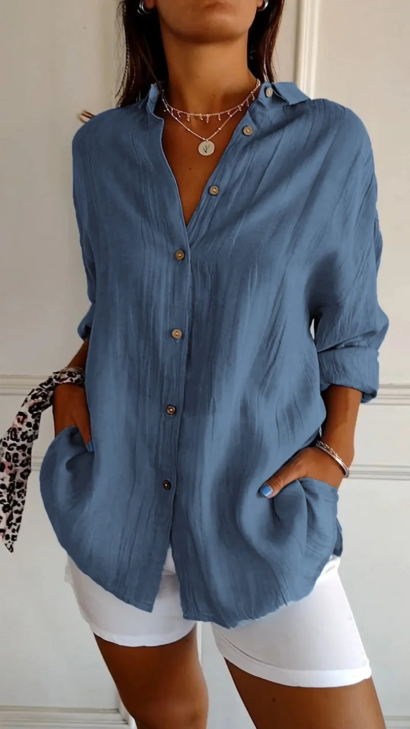Chemise à Manches Longues Plissée et Structurée pour Femme | Idéale pour l'Automne