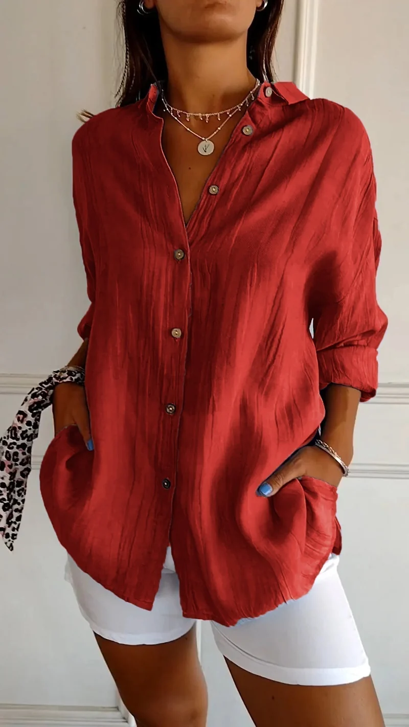 Chemise à Manches Longues Plissée et Structurée pour Femme | Idéale pour l'Automne