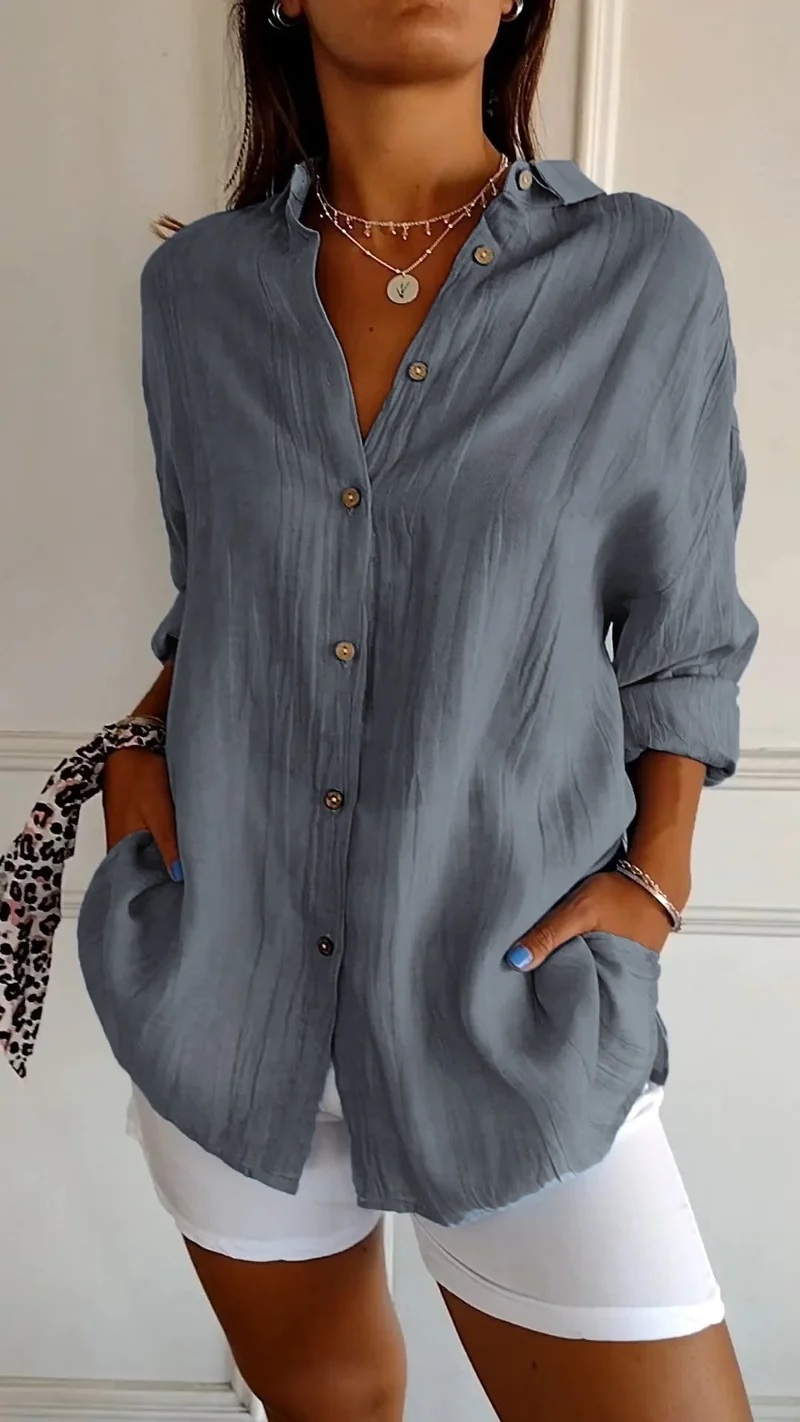 Chemise à Manches Longues Plissée et Structurée pour Femme | Idéale pour l'Automne