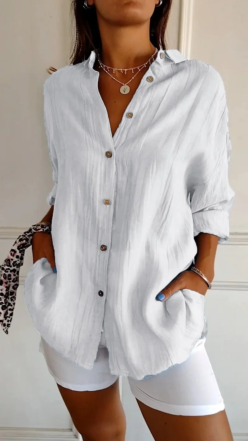 Chemise à Manches Longues Plissée et Structurée pour Femme | Idéale pour l'Automne