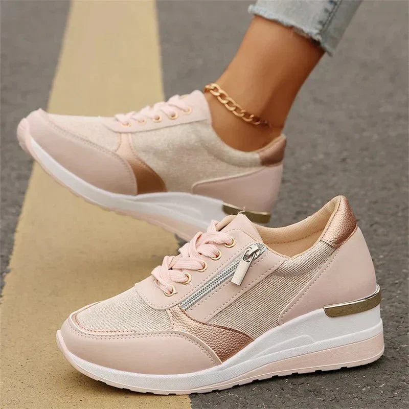 Chaussures de Sport à Lacets et Fermeture Éclair pour Femmes